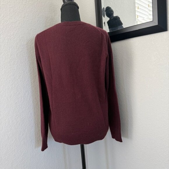QUINCE Mongolian Cashmere Crew Neck Sweater Burgundy Medium - Picture 6 of 11